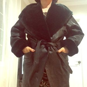 Womens pleather fur coat